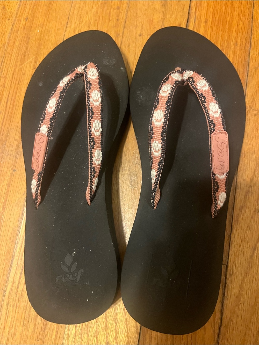 Reef Women’s Black Sandals with Pink Patterned Straps